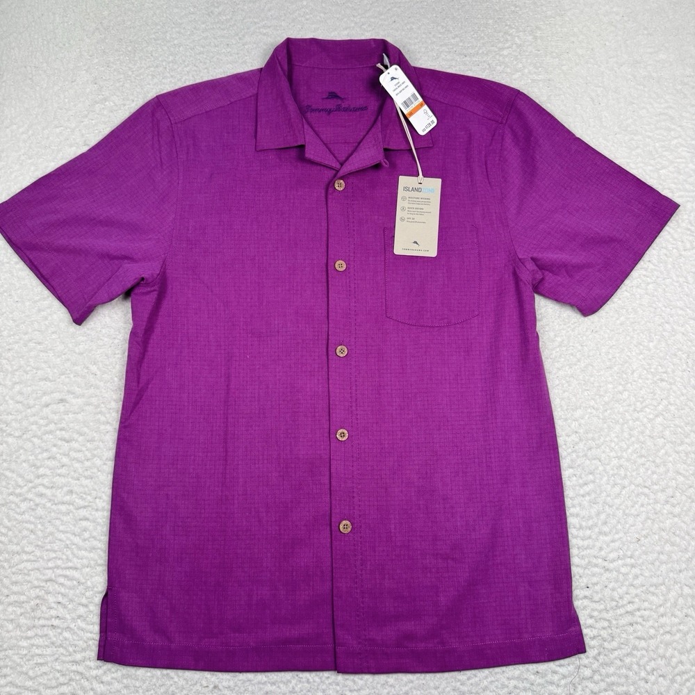 Tommy Bahama Camp Shirt Mens S Purple Coastal Breeze Silk Blend NWT ST325383